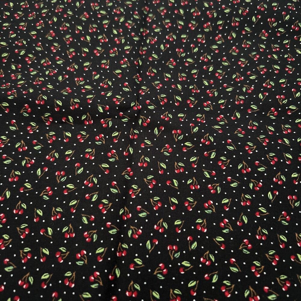 Vintage Mary Engelbreit 2002 Cranston Cherries Cotton Quilting Fabric 44" X 56"